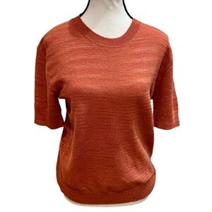 Club Monaco Women’s Cotton Blend Short Sleeve Knit Sweater Size Small Orange